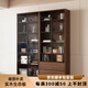 優(yōu)霖佳實木書柜落地組合一體靠墻玻璃門防塵儲物展示柜子 160*200*32 玻璃款+兩抽款