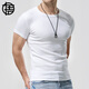 點(diǎn)悟重磅螺紋短袖t恤男士純色棉運(yùn)動(dòng)修身緊身彈力貼身半袖打底衫夏季 白色 L （130-142斤）修身