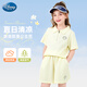 迪士尼女童套裝運動(dòng)套裝夏2025新款衣服女孩短袖短褲PBZPL3081 米白130