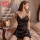 浪莎睡衣女冰絲薄款露美背V領(lǐng)性感高級感純欲吊帶睡裙家居服