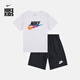 耐克（NIKE）官方男女童幼童T恤和短褲套裝夏季經(jīng)典輕便舒適II6486 010黑 120 M