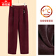 俞兆林（YUZHAOLIN）中老年春秋褲子女褲媽媽燈芯絨長(cháng)褲春季胖奶奶寬松加肥大碼休閑褲 PFQYYUJZX 酒紅色- 加絨 3XL （建議110-130斤）