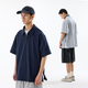 熊貓·本25SS夏季男士寬松拉鏈短袖polo240G休閑百搭簡約潮流運動上衣 深藏青 M