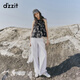 DZZIT地素牛仔褲2025夏季新款波嬉風(fēng)串珠腰鏈裝飾闊腿褲子女3J2R8101B 白色 S