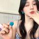 蔓笙清新藍色繡球花朵串珠耳釘女無耳洞免打孔耳夾春夏獨特耳環(huán)耳飾 藍色繡球花朵耳釘【一對】