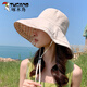 啄木鳥(niǎo)（TUCANO）雙面格子漁夫帽女春夏天可折疊防曬遮陽(yáng)帽大沿太陽(yáng)帽子遮臉韓版潮 米色 雙面可帶(55-60cm)