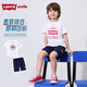 Levi's李維斯童裝夏季新款兒童休閑套裝男童短袖T恤工裝褲2件套 明亮白 130 /64 【建議身高116-122cm】