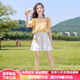 湯靈鼠女童夏季套裝新款中大童網(wǎng)紅格子9-12歲洋氣短袖短褲甜美可愛女孩夏日套裝學(xué)生休閑寬松夏裝兩件套 黃色套裝+小吊墜 170碼(建議身高165cm左右)