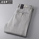 JEEP SPIRIT亞麻褲男士商務(wù)休閑褲2026年新款夏季薄款寬松直筒棉麻褲子男 灰色 33 建議130-140斤