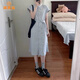 派吉鯊日系條紋短袖襯衫連衣裙女2026新款夏季通勤休閑收腰氣質(zhì)中長(cháng)裙子 條紋連衣裙 S 40/45kg