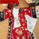 緣妕凌沐言格格清代女裝印花清朝旗裝旗漢服中國攝影網(wǎng)紅款拉德 贈上衣+掛脖+手帕(印花+加棉)配 均碼 100