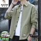 啄木鳥(niǎo)100%純棉長(cháng)袖襯衫男士翻領(lǐng)免燙外套春秋款休閑百搭寬松襯衣男裝 8310綠色 XL 175建議135-150斤