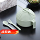 野鴿泡面碗小麥秸稈餐具碗筷套裝學(xué)生宿舍帶蓋飯碗方便面單個(gè)大號(hào)碗 【薄荷綠】5件套