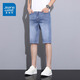 真維斯（Jeanswest）牛仔短褲男2026夏季時(shí)尚新款五分褲男寬松百搭顯瘦耐磨舒適中褲男 1213-淺藍色 33