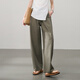 逸陽(yáng)香蕉褲女2025夏新款高腰舒適白色寬松闊腿棉麻薄款休閑褲亞麻 橄欖綠 28