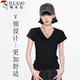 啄木鳥(niǎo)v領(lǐng)正肩短袖t恤女夏季修身顯瘦純棉大領(lǐng)口半袖上衣 黑色  L 