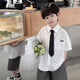 哈羅小黃鴨HAL.DUCK花童男童西裝套裝兒童夏季主持人演出服西服男孩夏裝畢業(yè)學(xué)院禮服 白色【套裝】 90 cm