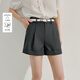 茵曼（INMAN）薄款簡(jiǎn)約高腰西裝短褲2025夏季女裝新款通勤顯瘦a字休閑褲子 深灰 26