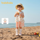 巴拉巴拉女童夏裝童裝無(wú)袖套裝寶寶兩件套寬松甜美荷葉邊時(shí)髦精致 黃綠色調00334 110