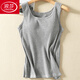 浪莎（LangSha）抹胸吊帶夏季純棉女寬松帶胸墊背心免穿文胸罩杯bra一體式可外穿 灰色【透氣顯瘦】 XL 115-130斤【透氣顯瘦】