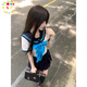 CS.LION2025年夏季新款小蒼蘭JK制服套裝收腰水手服女生短袖夏日系學(xué)院風(fēng) 短袖上衣 +領(lǐng)結(jié) L 100-115斤