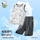 史努比（SNOOPY）兒童睡衣男童家居服套裝背心短褲居家衣服夏季 網(wǎng)眼線(xiàn)條套灰色