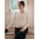 Olrain歐芮兒優(yōu)雅蕩領(lǐng)長(cháng)袖T恤秋女裝慵懶上衣 白色（第二批次） L