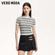 VEROMODA針織衫撞色條紋修身顯瘦短款針織衫325502 太古白色 S