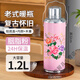 貝凈潔老款熱水壺婚慶手提暖瓶復古中國風(fēng)居家保暖壺經(jīng)典懷舊老式玻璃壺 胭脂粉 鋁底蓋+內膽+木塞1.2L (圖案隨機)