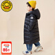 G.DUCKKIDS童裝兒童輕薄羽絨服中長(cháng)款女童外套過(guò)膝保暖連帽冬季面包服男寶寶 黑色 120 尺碼5~6歲【110-120cm】