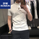 羅蒙（ROMON）2026夏季新款簡(jiǎn)約修身彈力薄款針織T恤衫翻領(lǐng)短袖休閑polo保羅衫 白色 M (95-110斤)