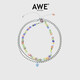 AWE三層疊戴彩色琉璃小花項鏈敖子逸馬蜀君明星同款女情侶圓珠鎖骨鏈 三層疊戴琉璃項鏈 30cm+10cm