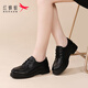 紅蜻蜓女鞋系帶英倫風(fēng)牛皮透氣小皮鞋女士百搭通勤單鞋WTB253511黑色38