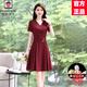 AEMAPE高端大牌真絲連衣裙女夏季2025新款洋氣時尚小個子?jì)寢屔ＰQ絲裙子 酒紅色真絲裙 2XL 適合116-125斤