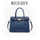 Reessy奢侈品牌包包女包手提包大容量2025新款時(shí)尚鉑金包女士單肩斜挎包 牛仔藍(禮盒包裝) 29*13*22cm