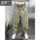 JEEP SPIRIT夏季新款透氣速干工裝休閑褲男士寬松直筒闊腿褲痞帥哈倫彎刀褲子 軍綠色K210 XL 140-160斤
