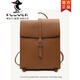 PLOVER電腦包頭層牛皮背包大容量真皮2025新款書(shū)包女電腦雙肩包女士 MAC用頭層定制雙肩包 焦糖棕