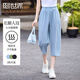 熙世界（sllsky）七分休閑褲夏季2025年新款百搭高腰垂感寬松闊腿直筒褲子 海鹽藍 2XL