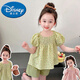 DISNEY迪士尼童裝女童夏裝套裝2025新款兒童衣服女夏季薄款碎花女小童 綠色 90 適合80-90年齡1-2歲左右