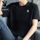 花花公子短袖T恤男夏季舒適透氣圓領(lǐng)純棉戶(hù)外運動(dòng)打底衫 黑色 2XL