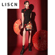 LISCN國(guó)潮旗袍2025年新款夏季年輕款少女改良黑色炸街洋裝小個(gè)子短款 玲瓏?yán)C461 S