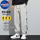 NASA MARVEL休閑褲男春秋季運動(dòng)抽繩長(cháng)褲彈力戶(hù)外寬松百搭束腳褲 灰色 XL