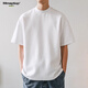 MMOPTOP重磅純色短袖T恤男士夏季簡(jiǎn)約純棉寬松休閑打底衫女T001白色L