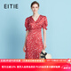 愛(ài)特愛(ài)（EITIE）法式優(yōu)雅V領(lǐng)波點(diǎn)長(cháng)裙開(kāi)叉過(guò)膝泡泡袖連衣裙2025夏季新款B2507690 蒲粉66 L (165)