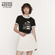 Teenie Weenie小熊短袖T恤女2025年夏季新款活力撞色印花圓領(lǐng)T恤上衣女
