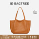 BAGTREE李思思同款包包樹(shù)晚楓包輕奢植鞣皮大容量托特包通勤單肩電腦女包 橡果色-中號 可裝14寸電腦 高級小眾