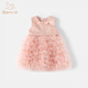 班喜迪女童連衣裙夏裝新款洋氣寶寶公主裙小女孩裙子夏季兒童網(wǎng)紗蓬蓬裙 粉色 90