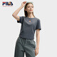 FILA 斐樂官方【韓素希同款】女子短袖2025夏季簡約修身小狐貍刺繡T恤