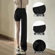 斤慕黑色西裝褲女夏季胖妹妹mm高腰寬松闊腿休閑褲梨形身材褲子 黑色 L （建議101-110斤）