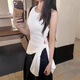 妙奕嘉短袖女新款2025年潮流t恤白色夏季女裝衣服洋氣設(shè)計感小眾上衣女 設(shè)計感側(cè)綁帶無袖短袖【白色】 均碼 【建議80-125斤】